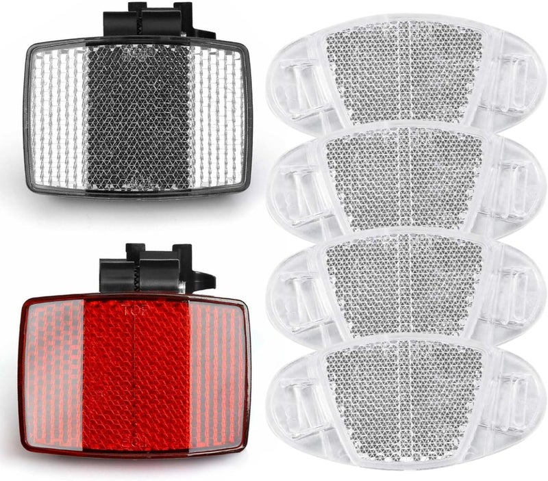 VICDUEKG Bike Front and Rear Reflectors, Bicycle Wheel Spoke Reflectors Kit, Mountain Bike Safety Warning Reflectors Accessories for Handlebar and Seatpost, Night Riding - Image 1